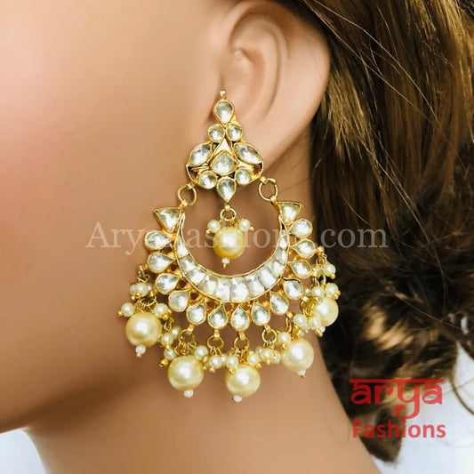 Rohini Golden Kundan Pearl Chandbali