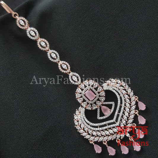 Rose Gold Bridal CZ Mang Tika