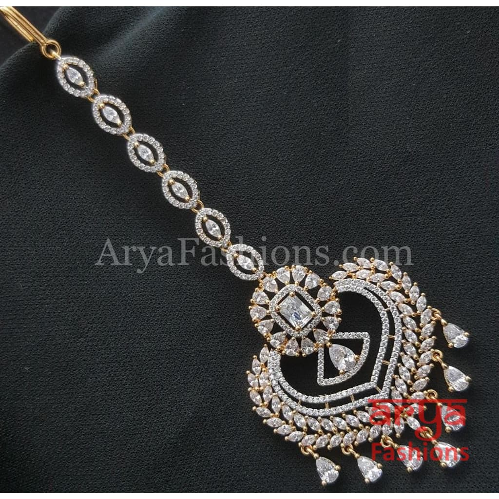 Rose Gold Bridal CZ Mang Tika