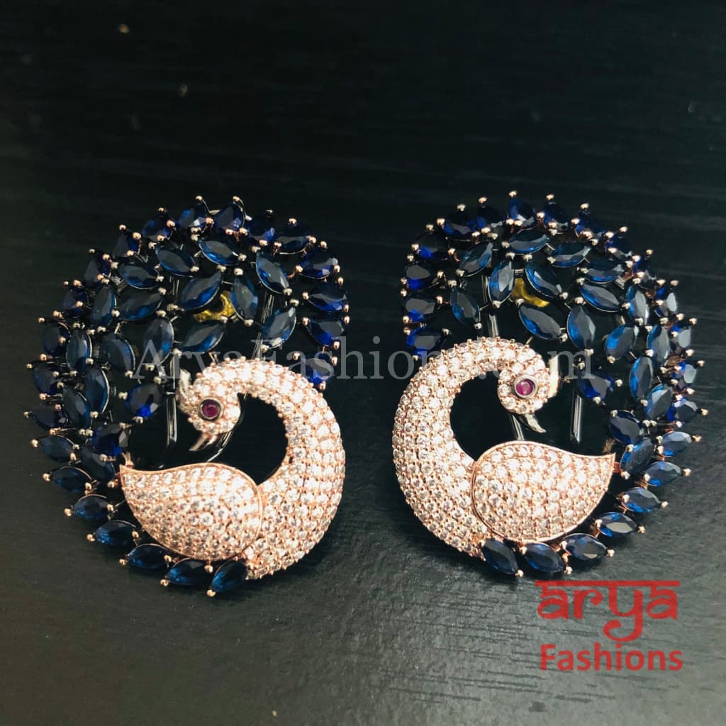 Rose Gold CZ Peacock Studs with Kemp Stones