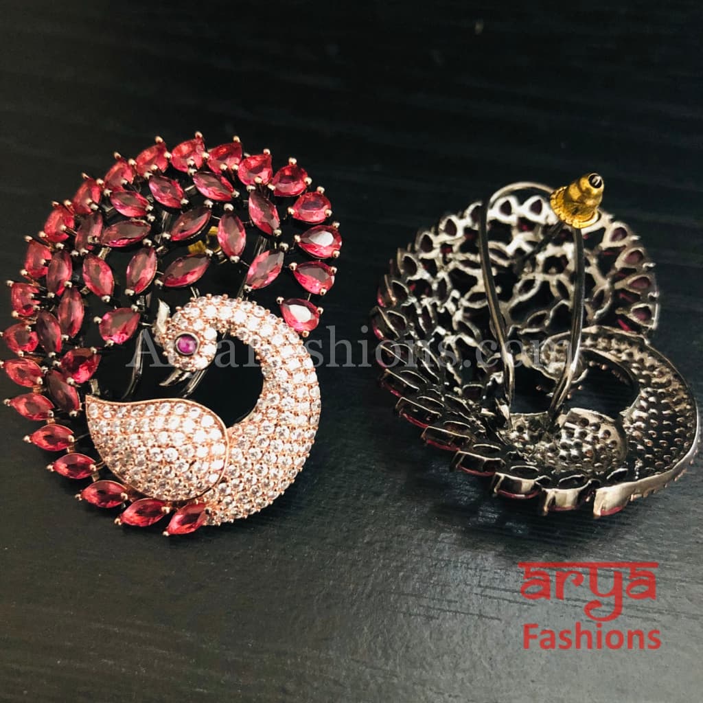 Rose Gold CZ Peacock Studs with Kemp Stones
