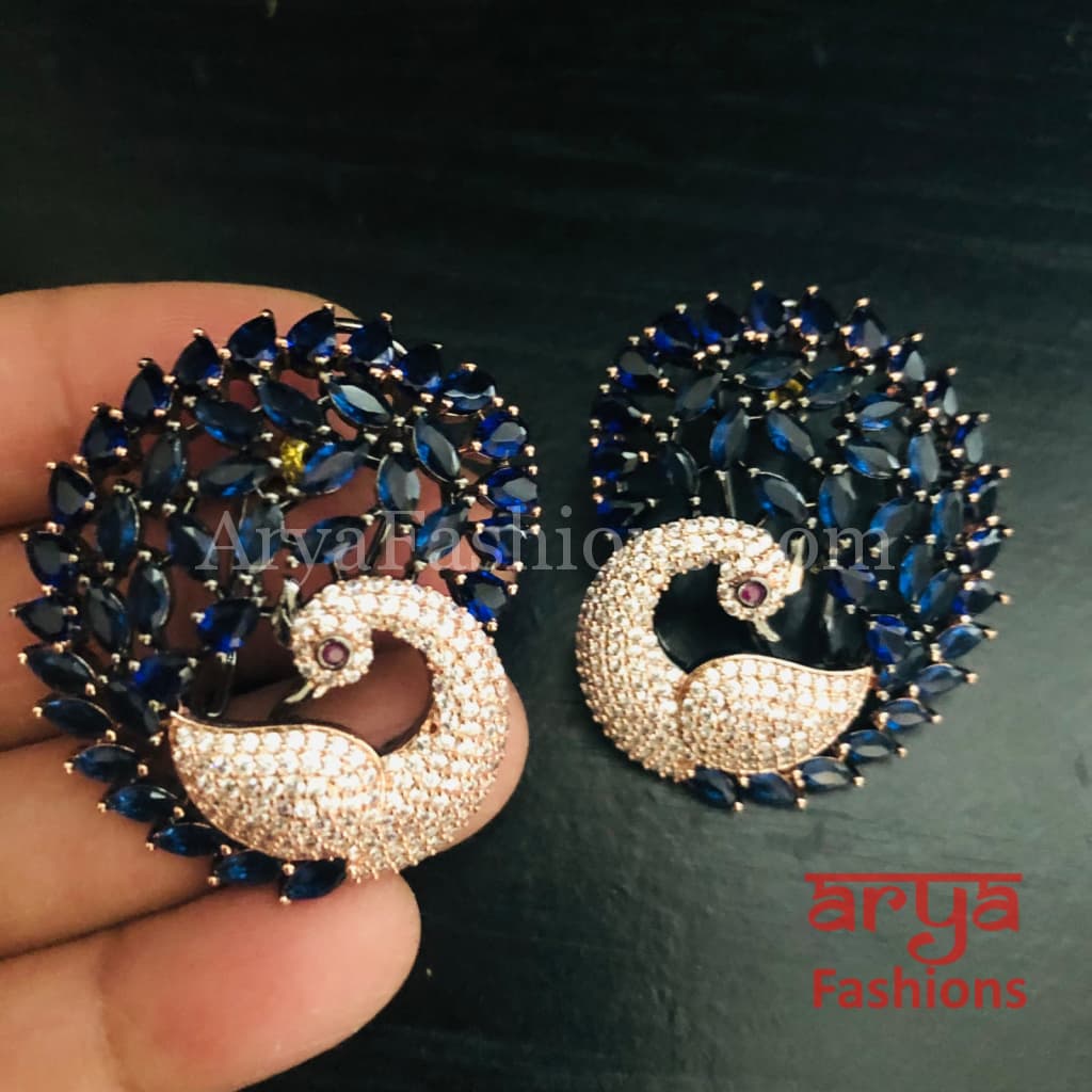 Rose Gold CZ Peacock Studs with Kemp Stones