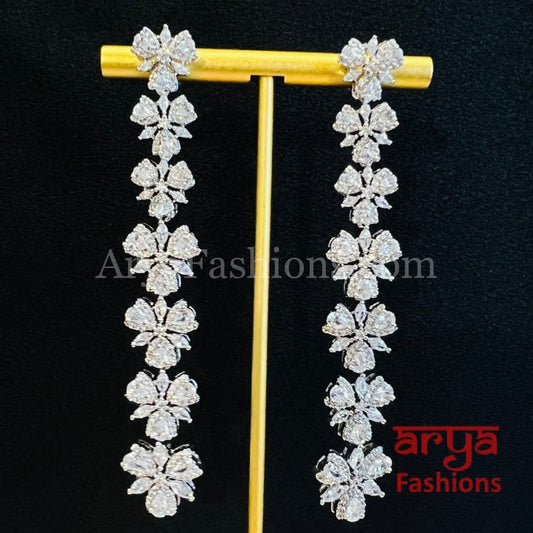 Rose Gold Victorian CZ Long Cocktail Earrings