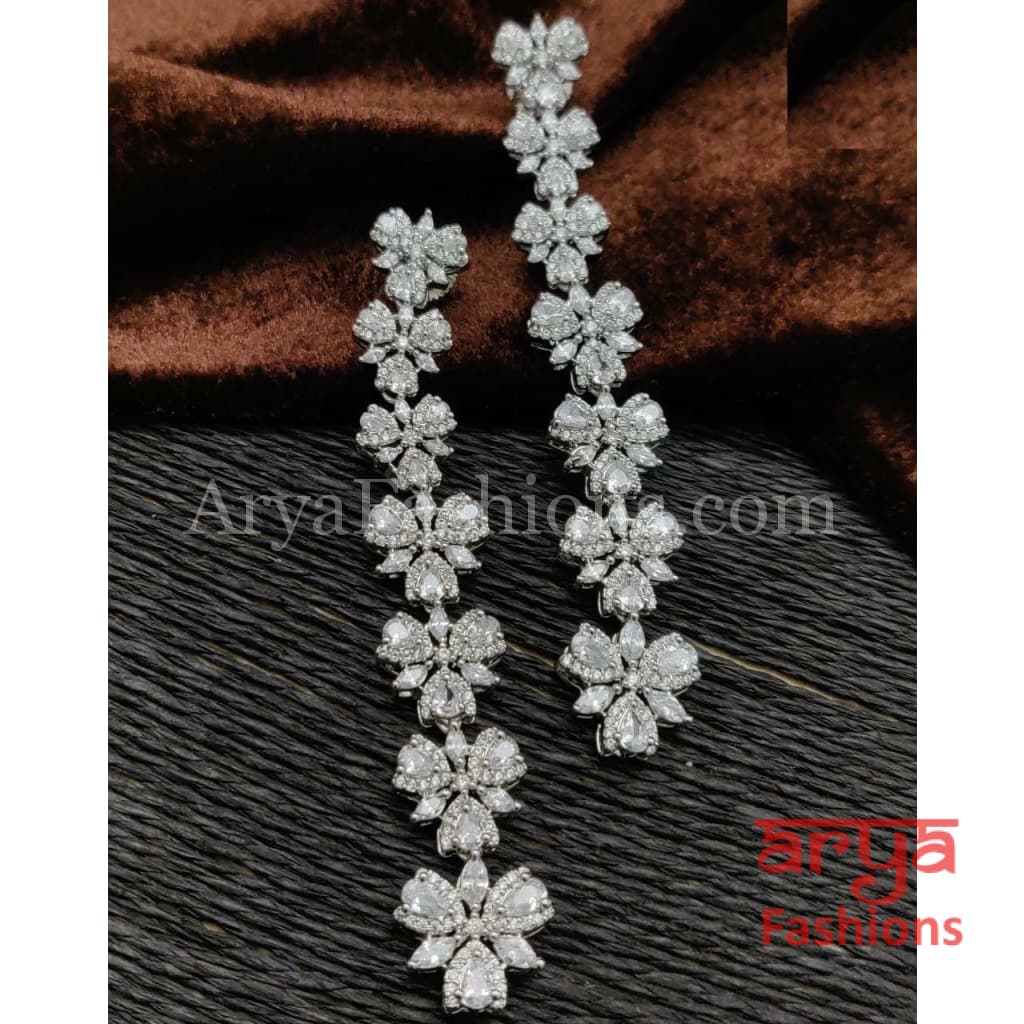 Rose Gold Victorian CZ Long Cocktail Earrings