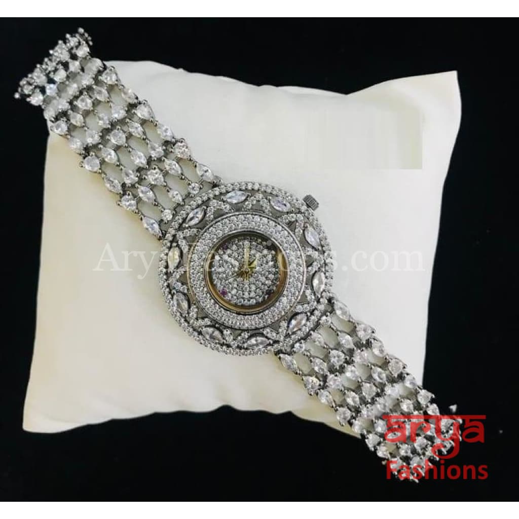 Round Dial CZ Bracelet Watch/ Stone Designer Female Wrist Hip Hop Watch
