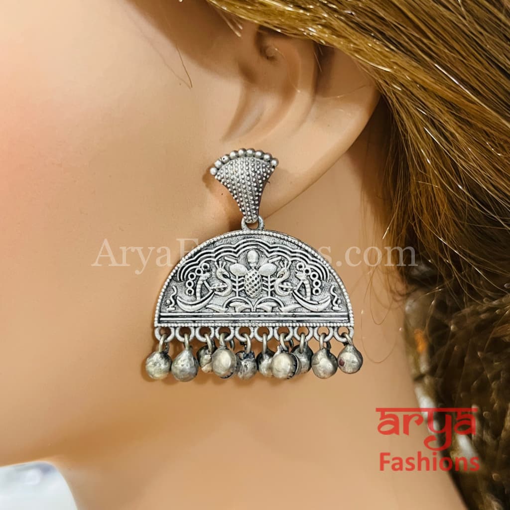 Rubina Silver Oxidized Chandbali