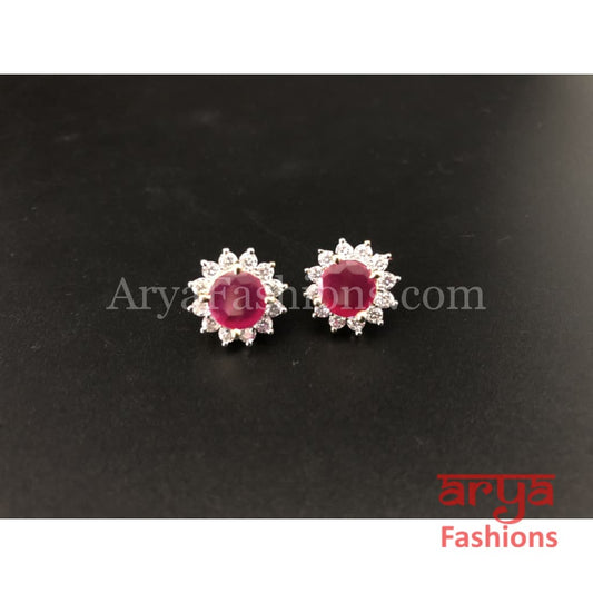 Ruby Cubic Zirconia Studs