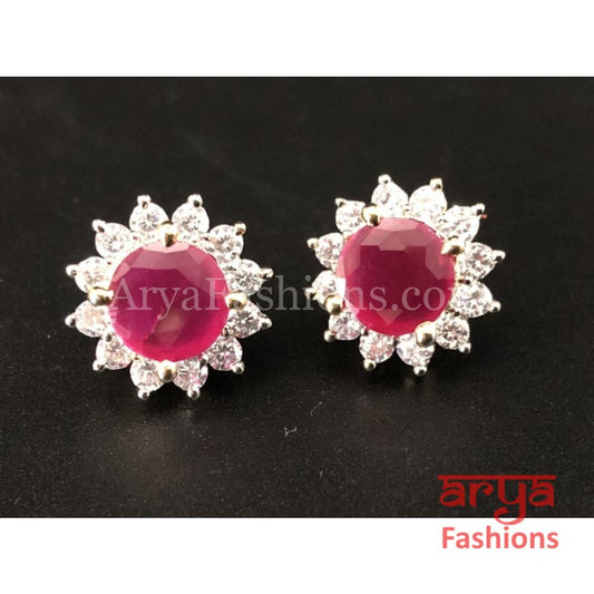 Ruby Cubic Zirconia Studs