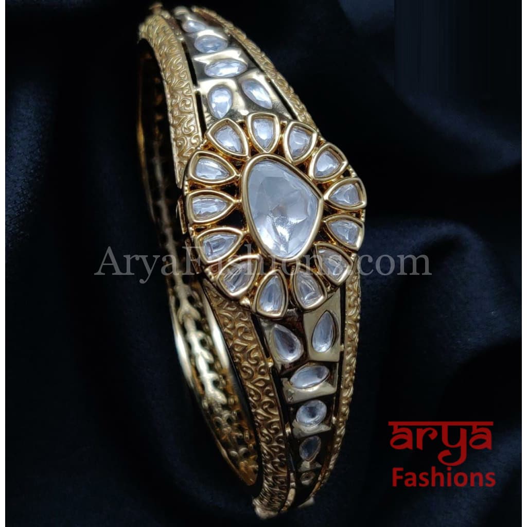 Ruby Emerald Golden Jadau Bracelet Kundan stones