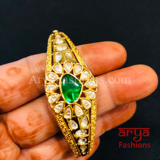 Ruby Emerald Golden Jadau Bracelet Kundan stones