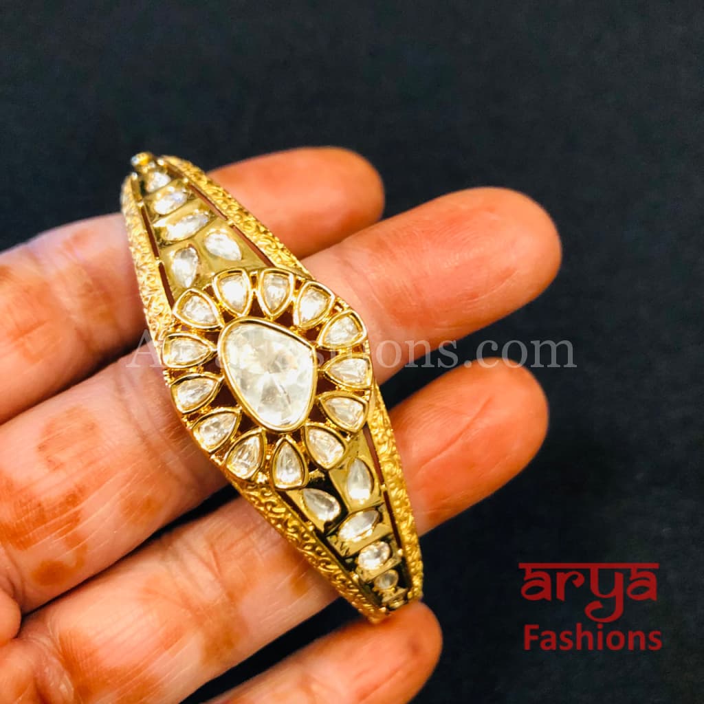 Ruby Emerald Golden Jadau Bracelet Kundan stones