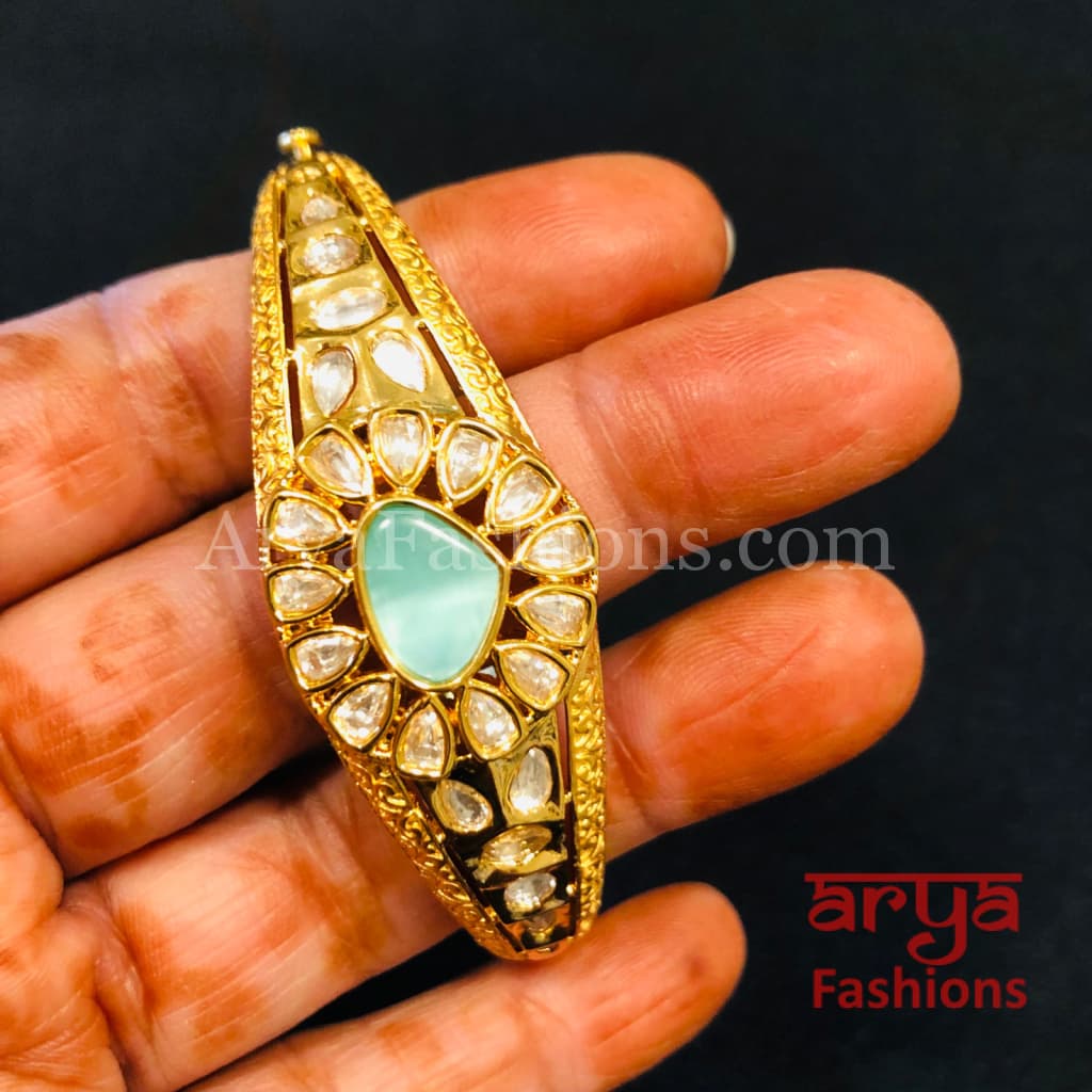 Ruby Emerald Golden Jadau Bracelet Kundan stones