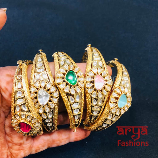 Ruby Emerald Golden Jadau Bracelet Kundan stones