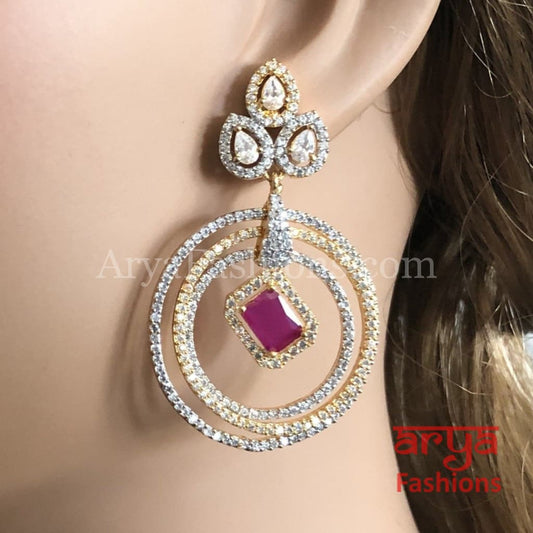 Ruby Indian Cubic Zirconia Earrings