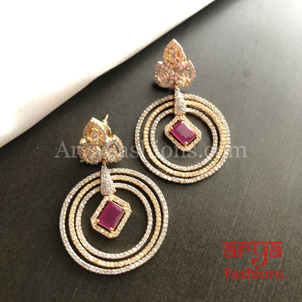 Ruby Indian Cubic Zirconia Earrings