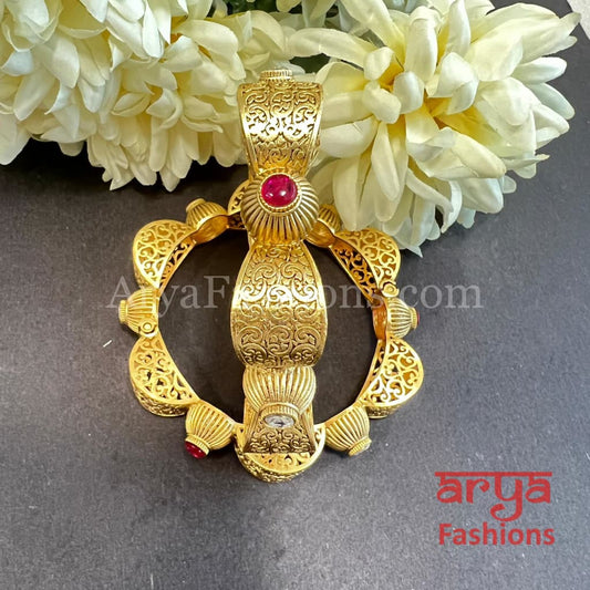 Ruby Kundan Jadau Kada Openable Bangles