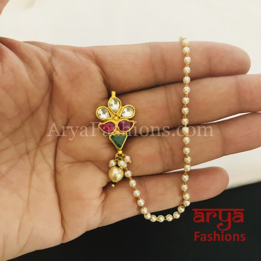 Ruby Pacchi Kundan Nose Clip/ CZ non piercing nose ring/ Bridal Nosepin
