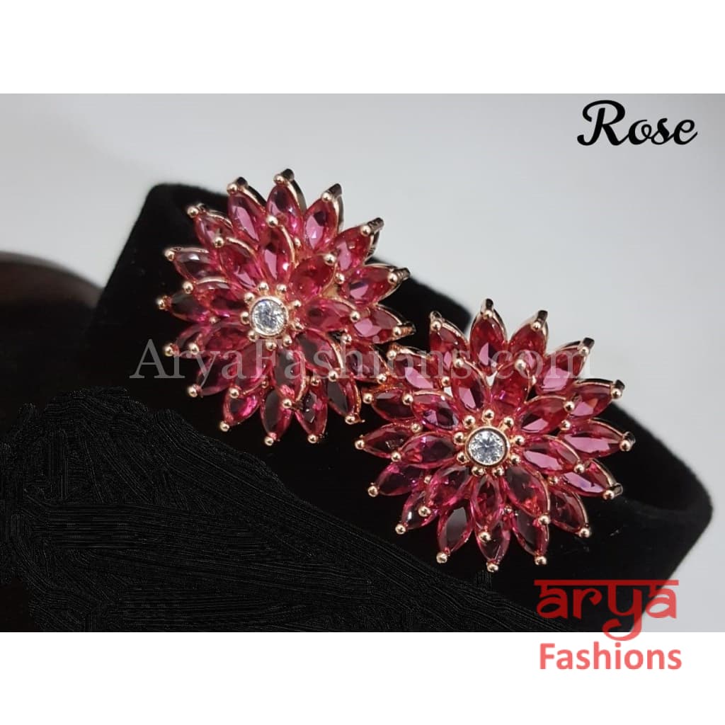 Ruby Rose Gold Cubic Zirconia Studs