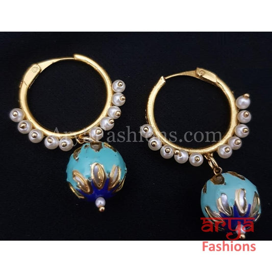 Ruhi Small Golden Balis with Meenakari Balls