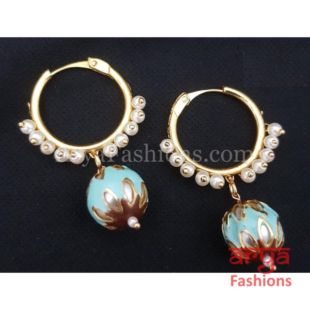 Ruhi Small Golden Balis with Meenakari Balls