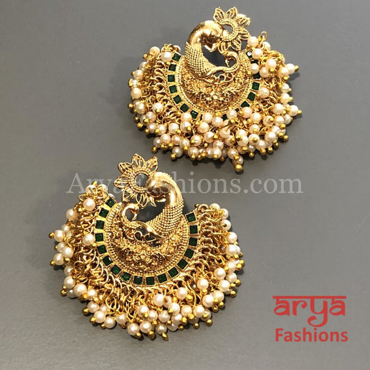 Saba Amrapali Inspired Golden Polki Chandbali Earrings