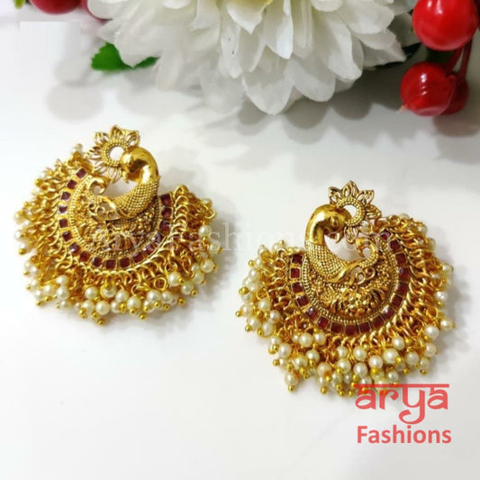 Saba Amrapali Inspired Golden Polki Chandbali Earrings