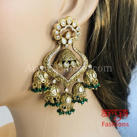 Saba Bridal Kundan Pearl Meenakari Chandbali