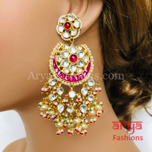 Saba Kundan Ruby Pearl Chandbalis