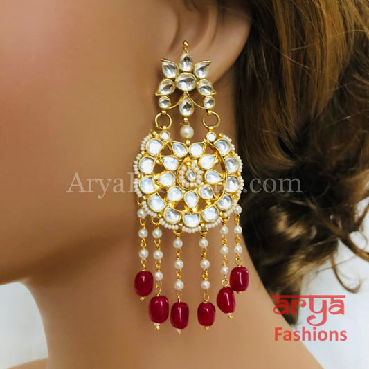 Saba Kundan Ruby Pearl Chandbalis