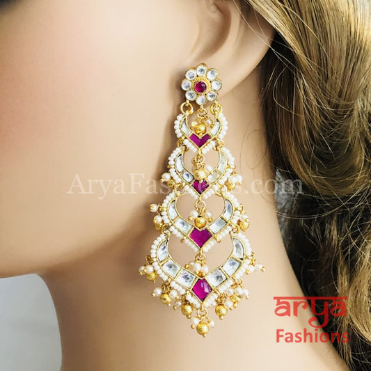 Saba Ruby Pearl Jadau Kundan jhumka earrings