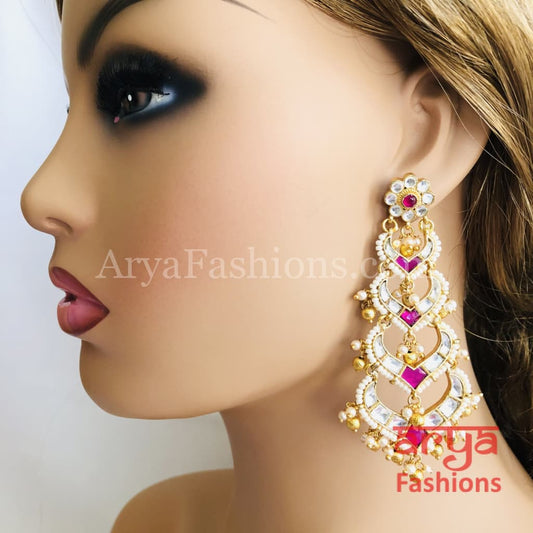 Saba Ruby Pearl Jadau Kundan jhumka earrings