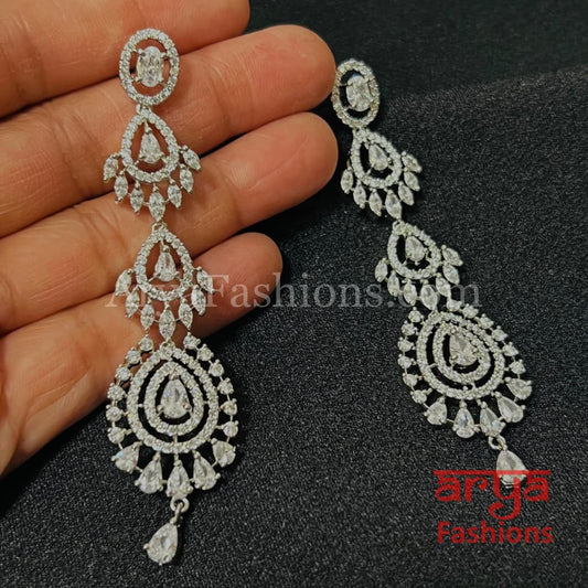 Sabiha Silver CZ Party Earrings