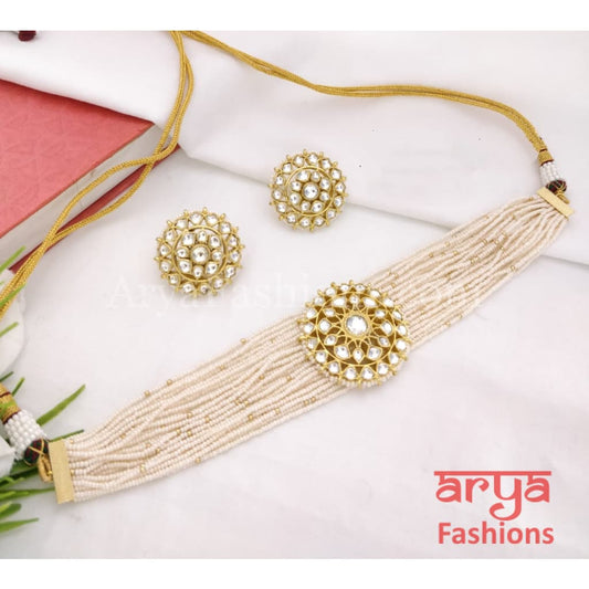 Sabyasachi Inspired Kundan Pearl Jadau Choker/ Rajwadi Choker