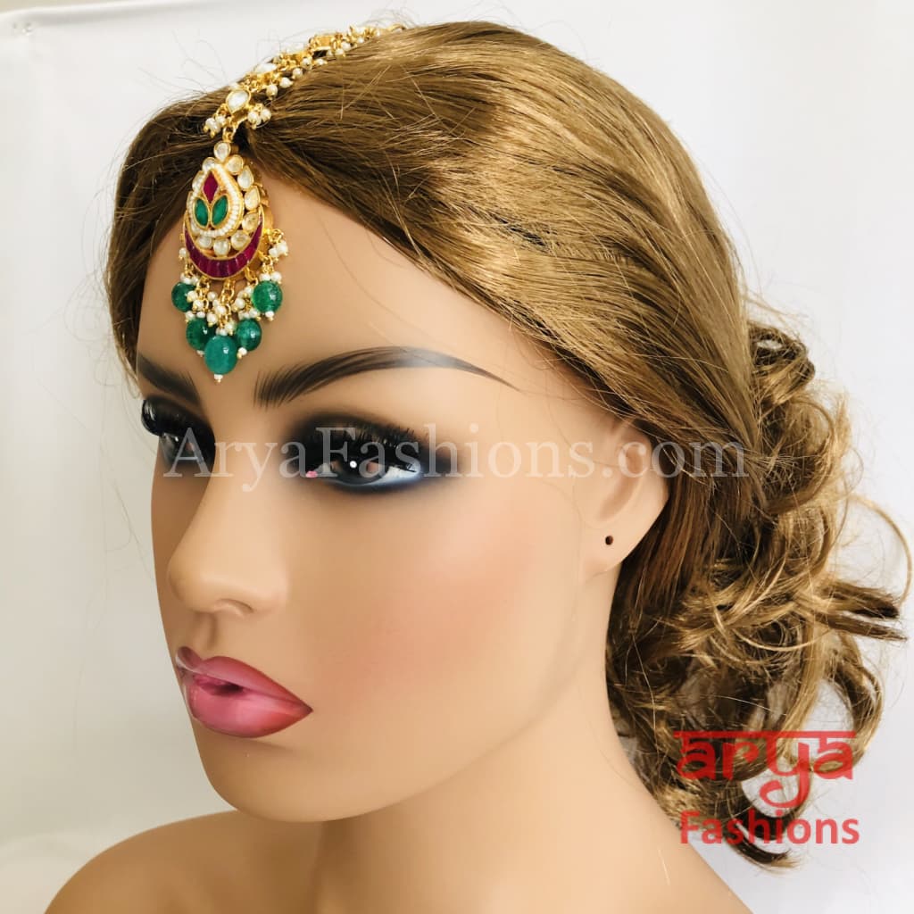 Sabyasachi Kundan Maang Tikka/ MangTika/ Tika Emerald Ruby headpiece