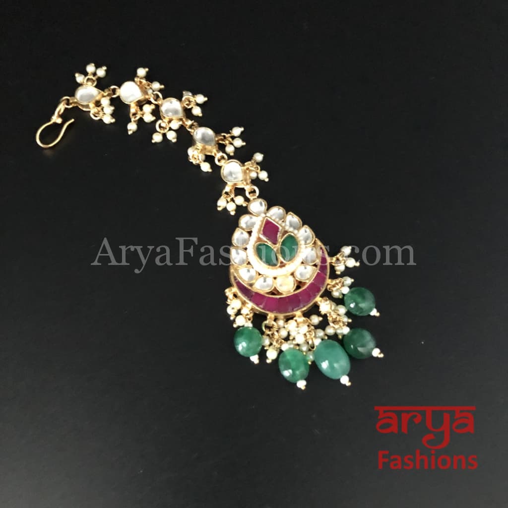 Sabyasachi Kundan Maang Tikka/ MangTika/ Tika Emerald Ruby headpiece
