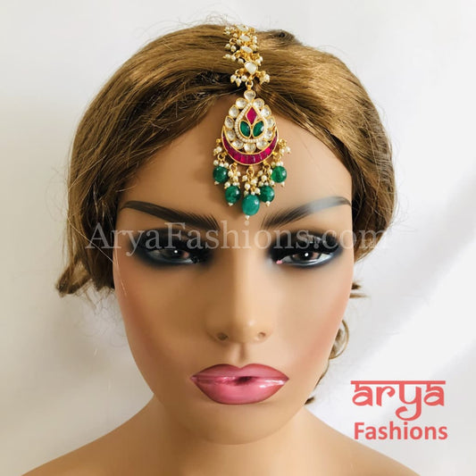 Sabyasachi Kundan Maang Tikka/ MangTika/ Tika Emerald Ruby headpiece