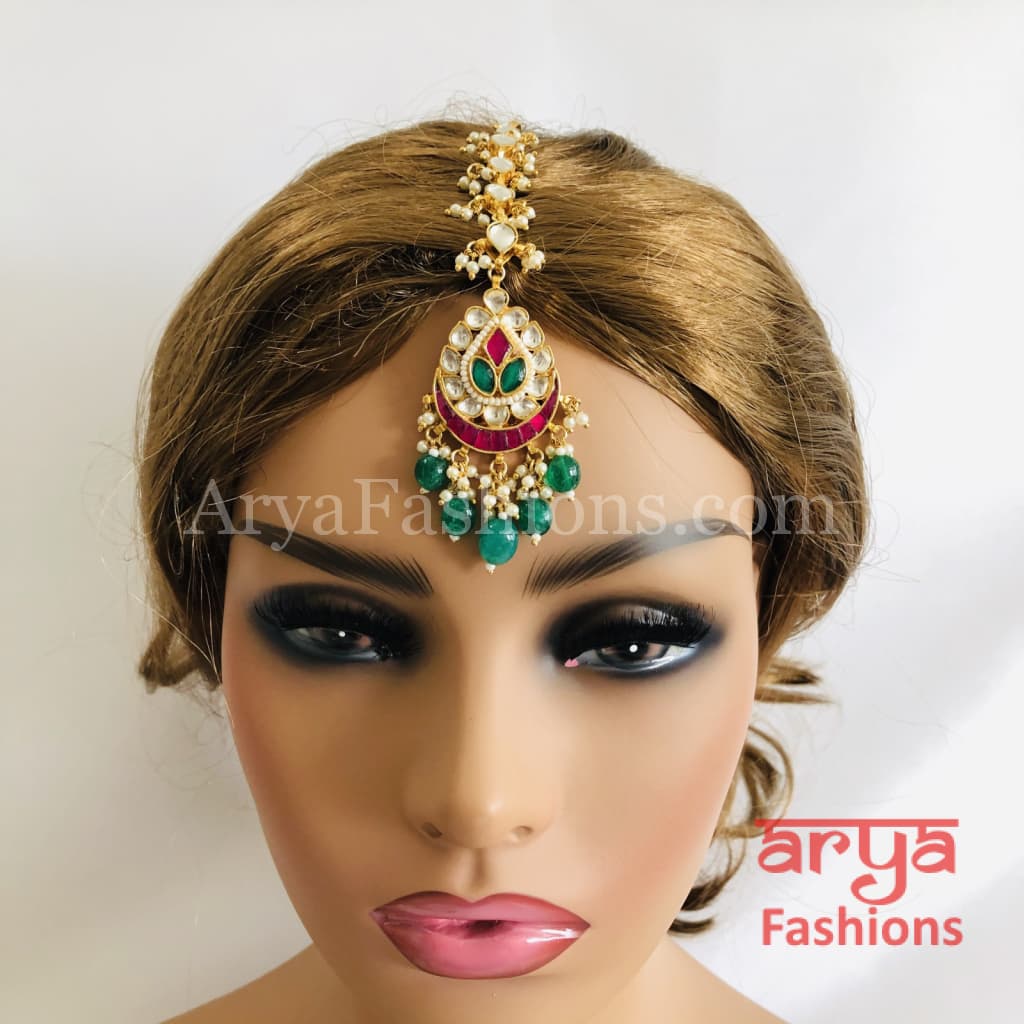 Sabyasachi Kundan Maang Tikka/ MangTika/ Tika Emerald Ruby headpiece