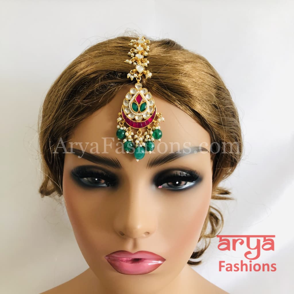 Sabyasachi Kundan Maang Tikka/ MangTika/ Tika Emerald Ruby headpiece