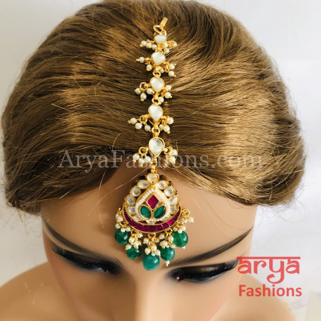 Sabyasachi Kundan Maang Tikka/ MangTika/ Tika Emerald Ruby headpiece