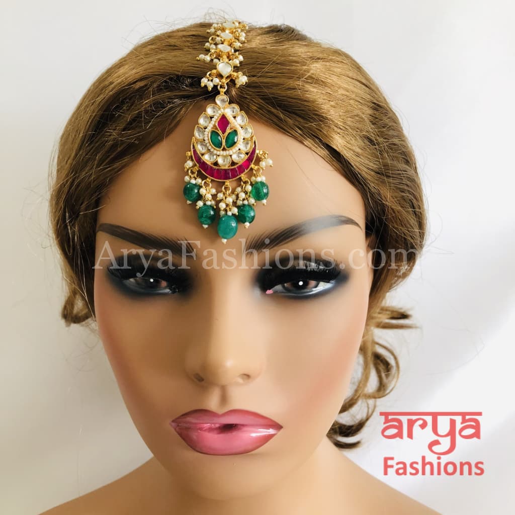 Sabyasachi Kundan Maang Tikka/ MangTika/ Tika Emerald Ruby headpiece