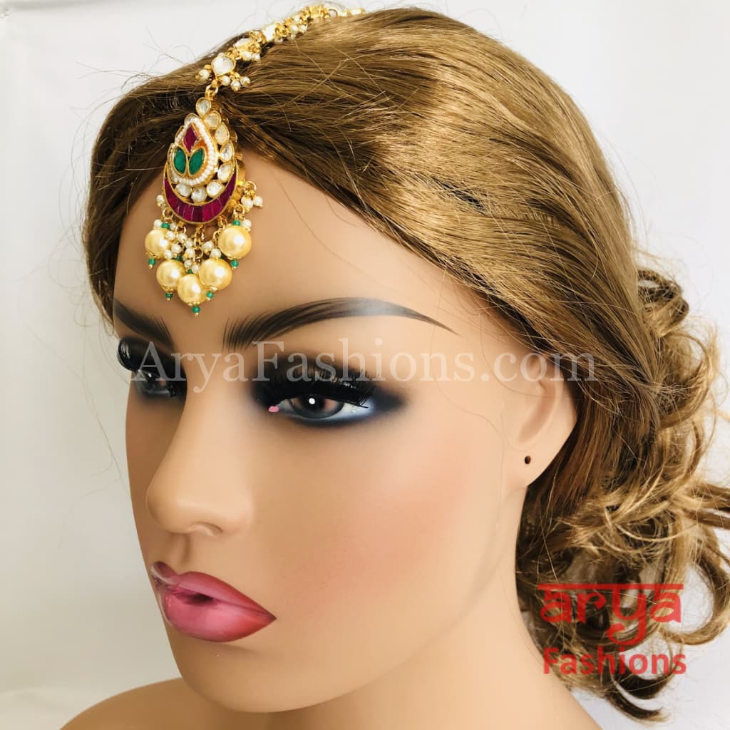 Sabyasachi Kundan Maang Tikka/ MangTika/ Tika Emerald Ruby headpiece
