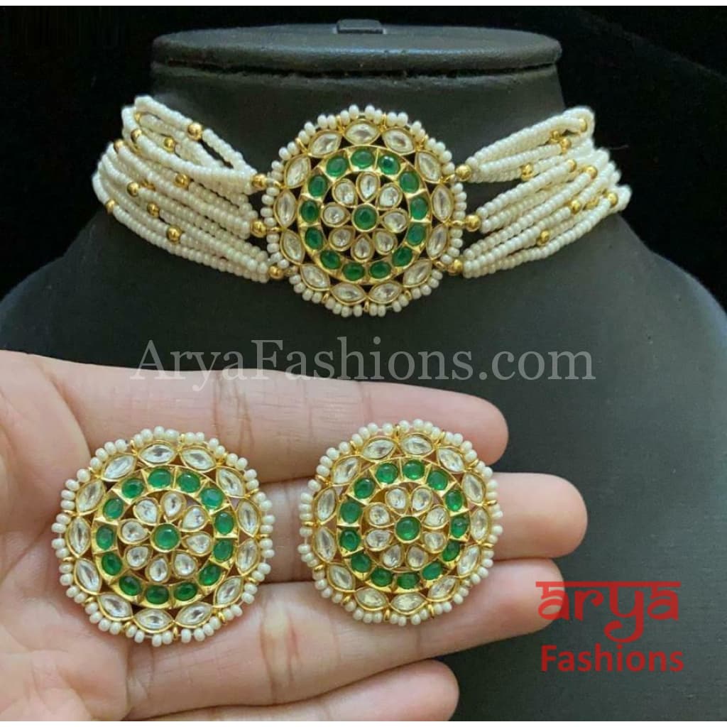 Sabyasachi Pearl Ruby and Emerald Rajasthani Kundan Choker
