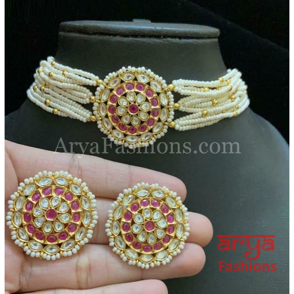 Sabyasachi Pearl Ruby and Emerald Rajasthani Kundan Choker