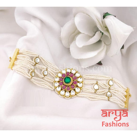 Sakshi Bridal Kundan Jadau Bracelet with Pearls