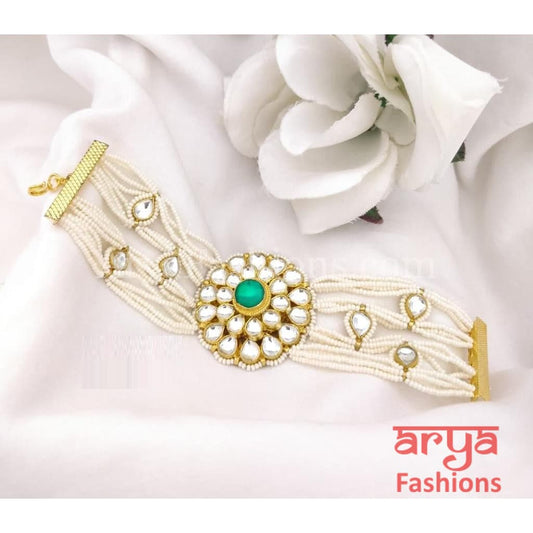 Sakshi Bridal Kundan Jadau Bracelet with Pearls