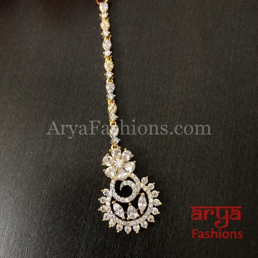 Sakshi Small CZ Golden Mang Tika for Girls