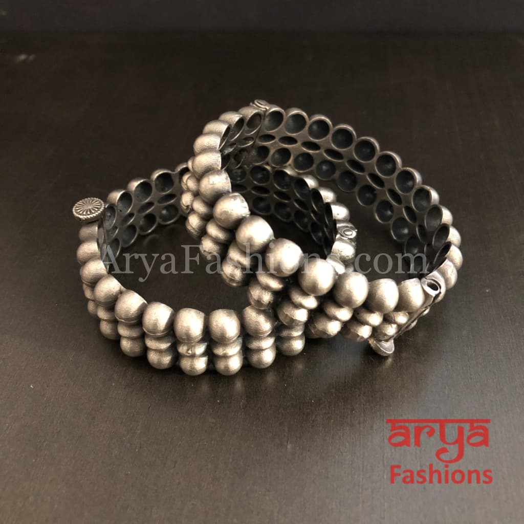 Sara Silver Oxidized Bracelet Gokhroo Bangles/ Tribal Jewelry/ Ethnic Bangles