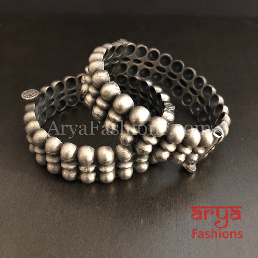 Sara Silver Oxidized Bracelet Gokhroo Bangles/ Tribal Jewelry/ Ethnic Bangles