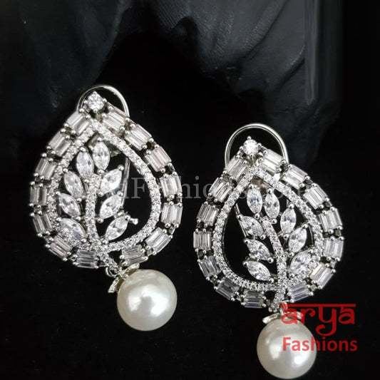 Sasha Leaf CZ Studs/ Fusion Studs/Contemporary Studs