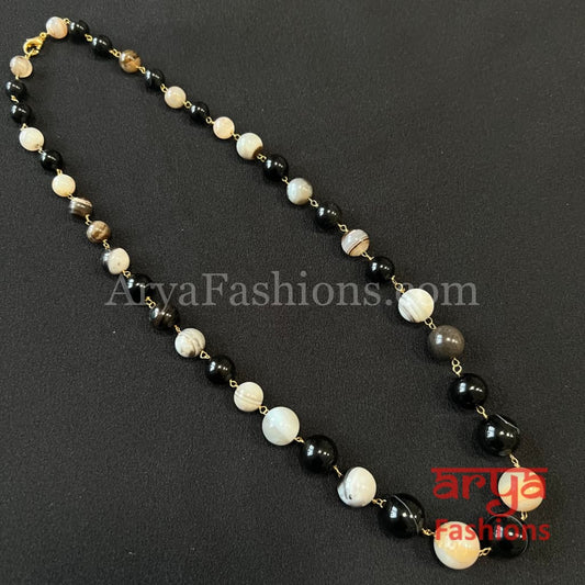 Sharvani Black Grey Beads Pearls Indian Necklace